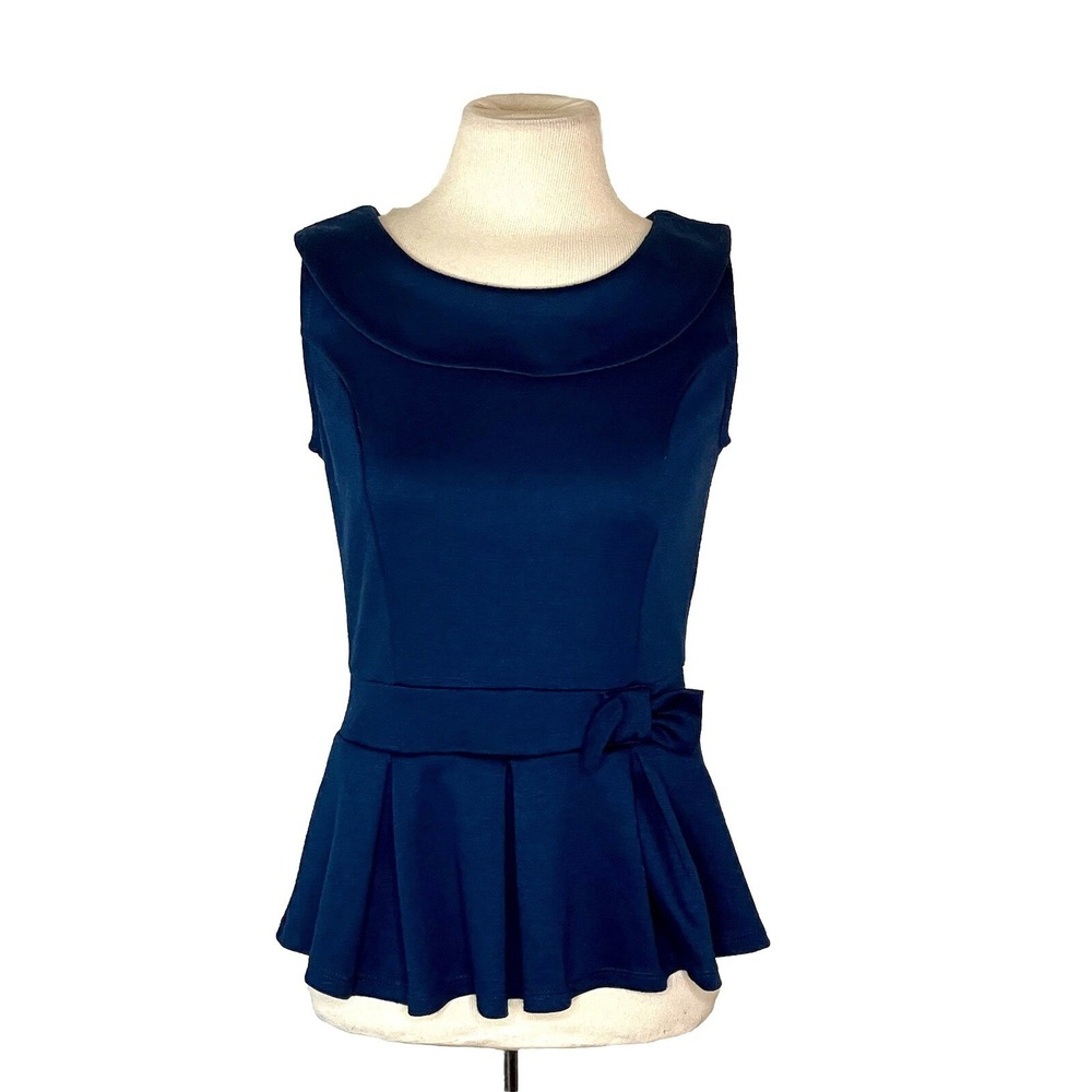 Monteau ‎ Shirt Navy Sz S Sleeveless  Blue Cottagecore